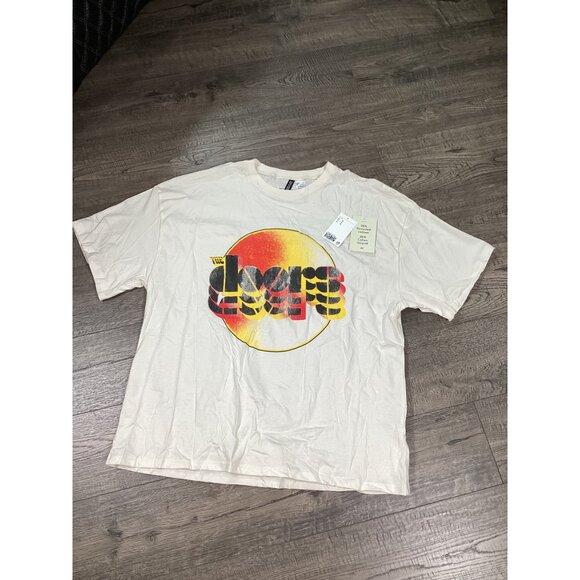DIVIDED The Doors Womens Graphic T-Shirt Beige Size Medium H&M Casual Dress NWT - Picture 1 of 8